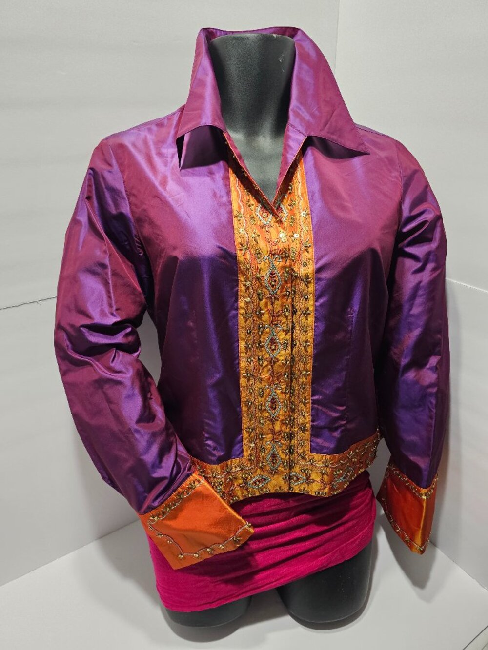 Cold Water Creek Blazer/Dress Shirt. Size: Med. Shimery purple and orange color.